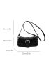 Small Baguette Bag Buckle Decor Black