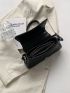 Small Baguette Bag Buckle Decor Black