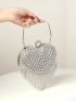 Mini Rhinestone Decor Heart Design Novelty Bag