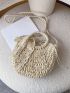 Minimalist Drawstring Straw Bag