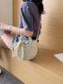 Minimalist Drawstring Straw Bag