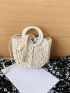 Minimalist Drawstring Straw Bag