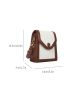 Mini Two Tone Geometric Embossed Flap Square Bag