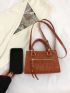 Mini Square Bag Crocodile Embossed Zip Front