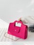 Neon Pink Crocodile Embossed Square Bag