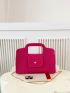 Neon Pink Crocodile Embossed Square Bag