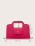 Neon Pink Crocodile Embossed Square Bag