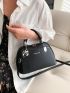 Litchi Embossed Letter Print Dome Bag