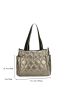 Metallic Quilted Shoulder Tote Bag