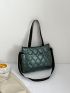 Metallic Quilted Shoulder Tote Bag