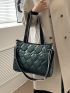 Metallic Quilted Shoulder Tote Bag