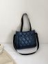 Metallic Quilted Shoulder Tote Bag