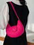 Neon-Pink Geometric Pattern Hobo Bag