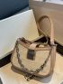 Geometric Embossed Chain Decor Hobo Bag