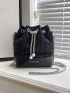 Mini Rhinestone & Faux Pearl Decor Bucket Bag