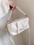 Faux Pearl Decor Ruched Bag