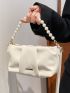 Faux Pearl Decor Ruched Bag