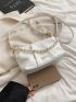 Faux Pearl Decor Ruched Bag