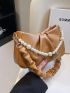 Faux Pearl Decor Ruched Bag