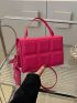 Neon Pink Quilted Square Bag With Coin Purse