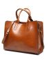 Ladies Pu Retro Handbag Casual Large Messenger Bag Elegant Tote Bag, Women's Trendy Artificial Leather Zipper Bag Casual Shoulder Bag