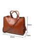 Ladies Pu Retro Handbag Casual Large Messenger Bag Elegant Tote Bag, Women's Trendy Artificial Leather Zipper Bag Casual Shoulder Bag