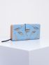 Hollow Out Leaf Graphic Long Wallet With Card Holder