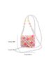 Mini Square Bag Colorblock Beaded Design, Clear Bag