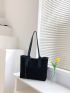 Stripped Shoulder Tote Bag Black Tote Bag for Women