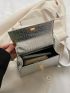 Mini Square Bag Crocodile Embossed Double Handle With Coin Purse Funky Style