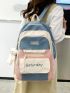 Colorblock Letter Graphic Classic Backpack With Bag Charm