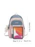 Colorblock Letter Graphic Classic Backpack With Bag Charm