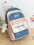 Colorblock Letter Graphic Classic Backpack With Bag Charm