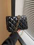 Quilted Pattern Crossbody Bag Black Square Bag