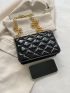 Quilted Pattern Crossbody Bag Black Square Bag