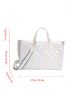 Holographic Quilted Shoulder Tote Bag