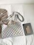 Holographic Quilted Shoulder Tote Bag