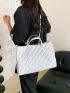 Holographic Quilted Shoulder Tote Bag