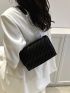 Quilted Square Bag Flap Small Black