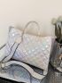 Holographic Quilted Shoulder Tote Bag