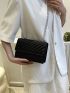 Quilted Square Bag Flap Small Black