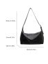 Large Hobo Bag Minimalist Black Zipper PU