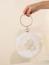 Mini Floral Appliques Decor Circle Bag