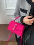 Neon Pink Buckle Decor Flap Square Bag