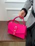 Neon Pink Buckle Decor Flap Square Bag