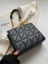 Quilted Square Bag Black Chain Strap For Daily