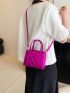 Mini Neon Pink Heart Quilted Square Bag
