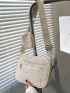 Contrast Binding Straw Bag With Coin Purse