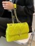 Neon-Yellow Quilted Flap Square Bag