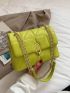 Neon-Yellow Quilted Flap Square Bag